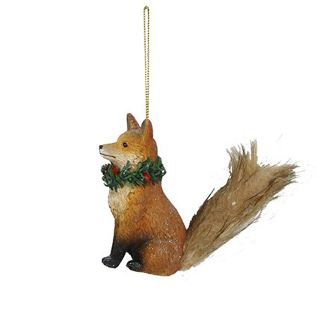 Resin Fox with Fur Tail image 0